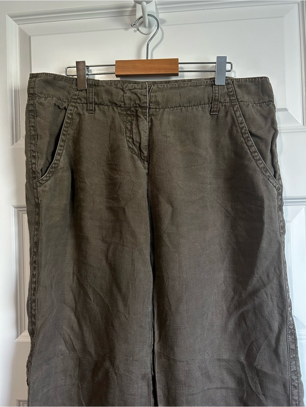CAbi Wide-Leg Linen Pants Vintage Brown Wash 10/32 - Picture 2 of 6